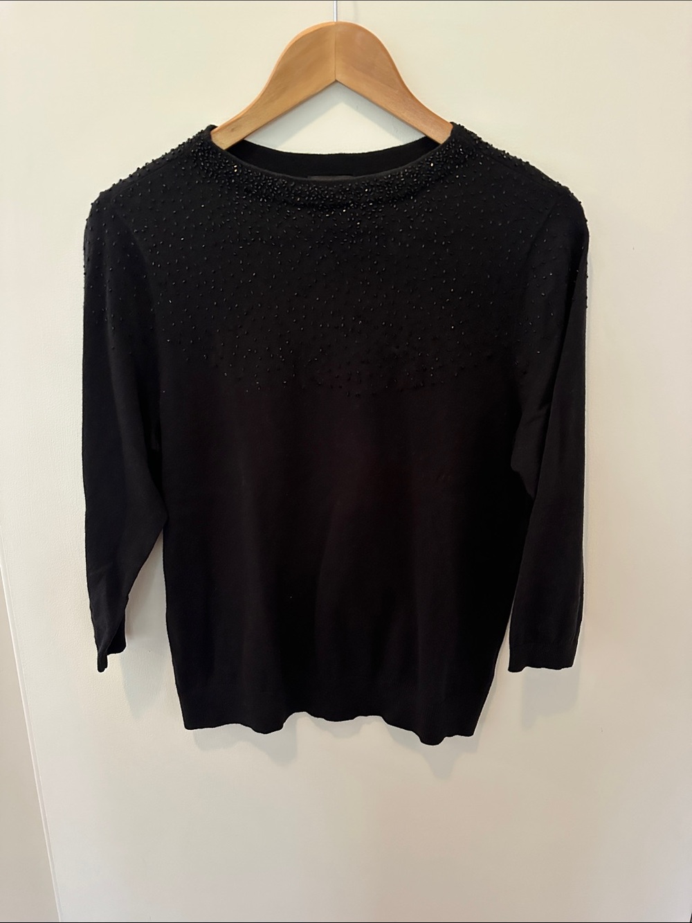 Talbots Black Beaded Crewneck Sweater